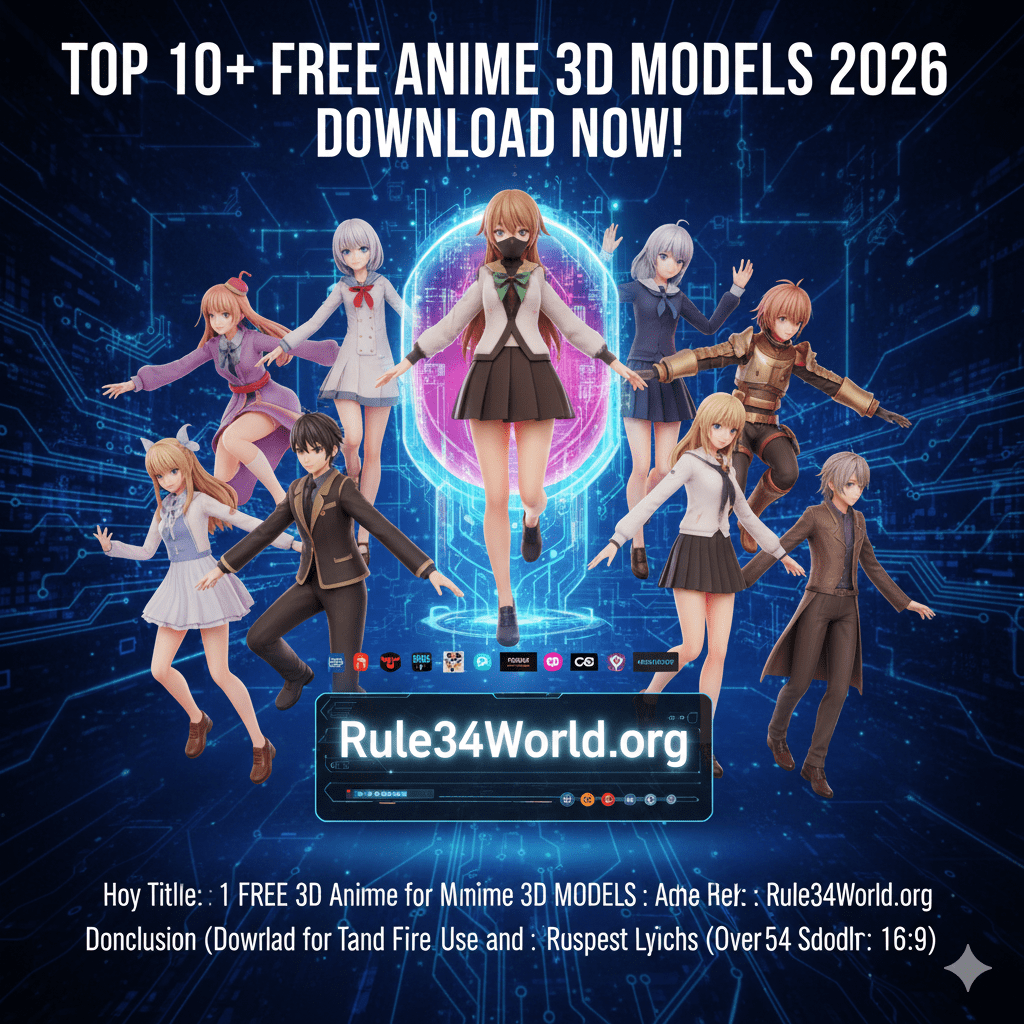 Top 10 Free Sites for Anime 3D Models: 2026 Edition A collection of high-quality 3D anime character models featuring school girls and fantasy heroes, showcased as free downloads for Rule34World users